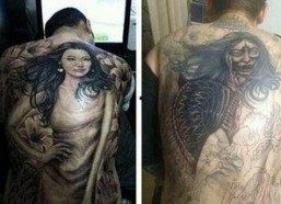 纹身纹女朋友照片,纹身定格女友倩影，见证情深似海